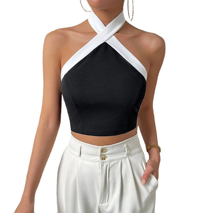 Damen Cropped- mit Kreuz-Trägern aus hochwertigem Stoff
