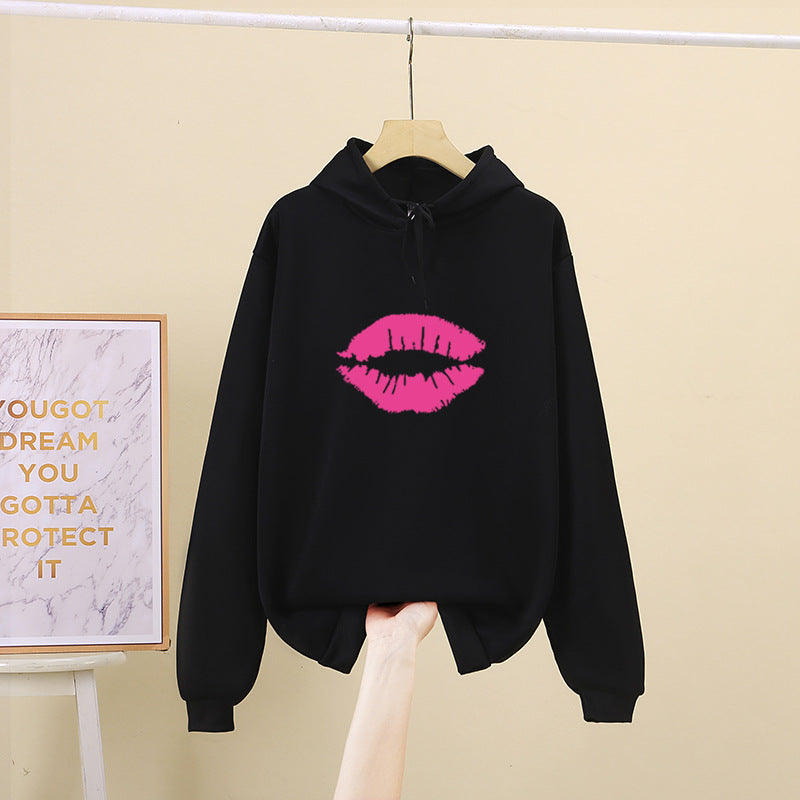 Damen Hoodie Lippenmotiv Norvielle