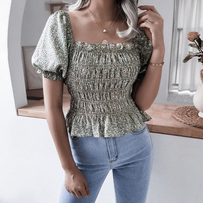 Damen Bluse Elastisch Puffärmel Norvielle