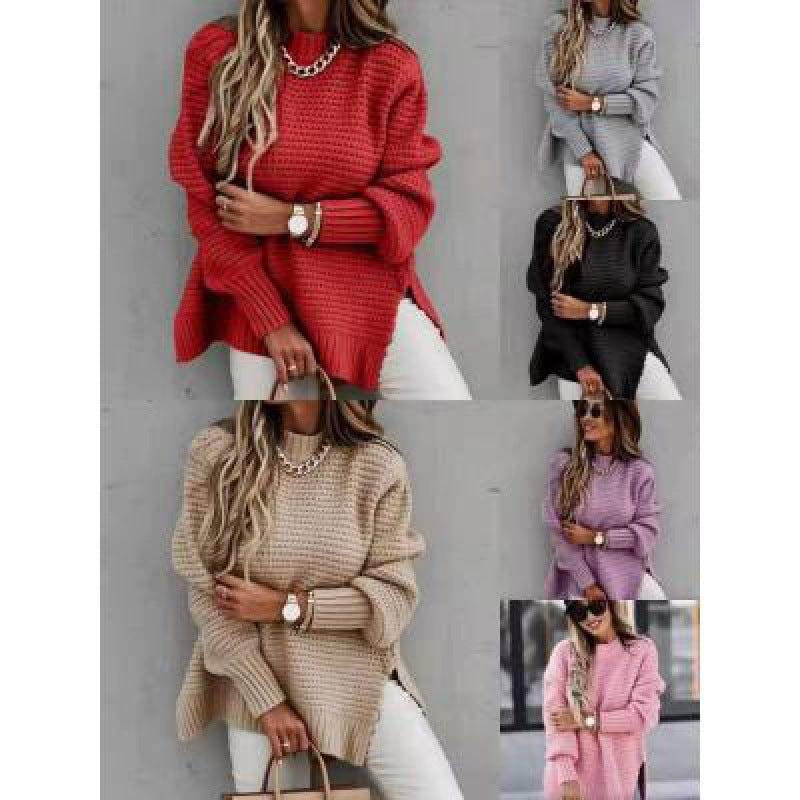 Damen Strickpullover Waffle-Muster Weite Ärmel Norvielle