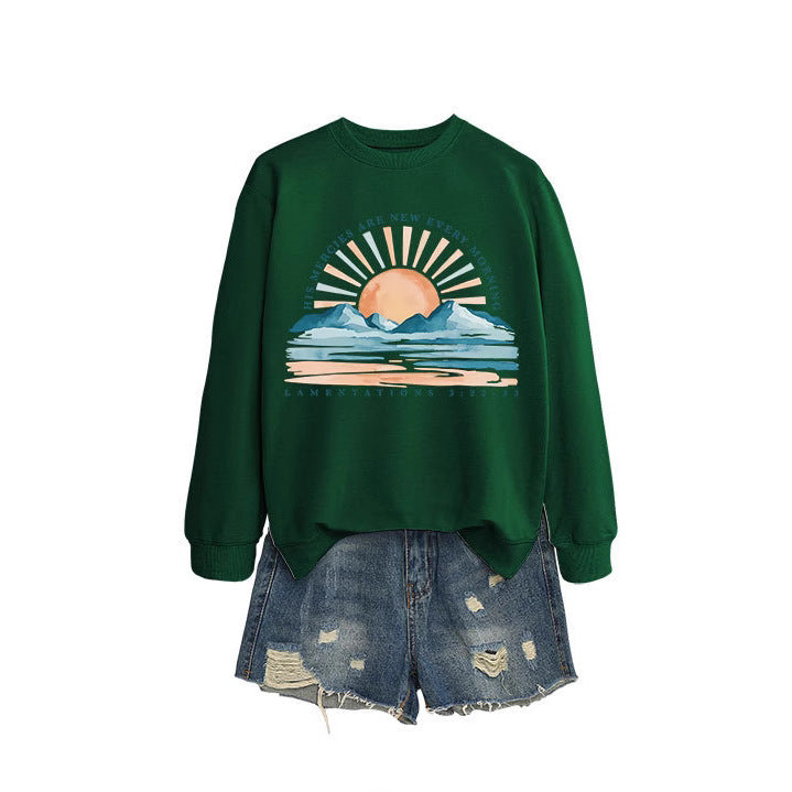 Damen Sweatshirt Sonnenaufgangsdesign Lässig Norvielle