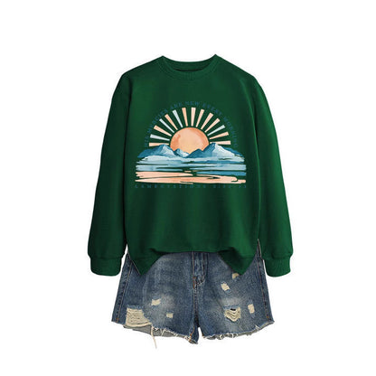 Damen Sweatshirt Sonnenaufgangsdesign Lässig Norvielle