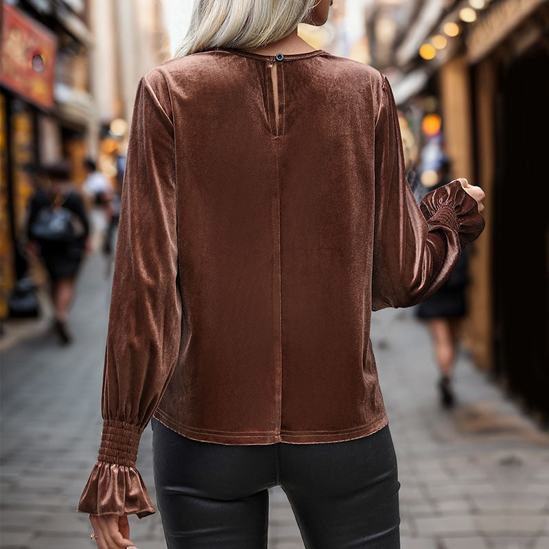 Damen Blusenshirt Spitzenapplikation Norvielle