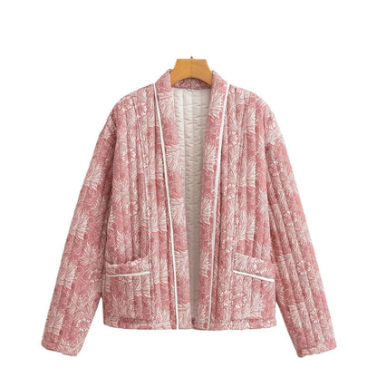 Damen Gesteppte Jacke mit Floralem Muster