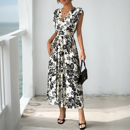 Damen Maxikleid Floralmuster Taillengürtel - Norvielle