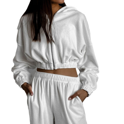 Damen Fleece-Sportanzug Hochgeschlossen Elastisch Norvielle