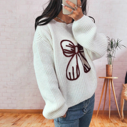 Damen Pullover Lässig Schleifendesign Norvielle