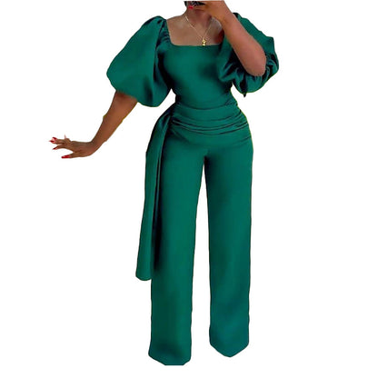 Damen Jumpsuit Voluminöse Ärmel Tailliert Norvielle