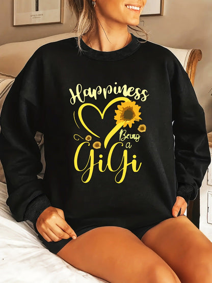 Damen Sweatshirt Voluminöse Ärmel Fröhliches Motiv Norvielle