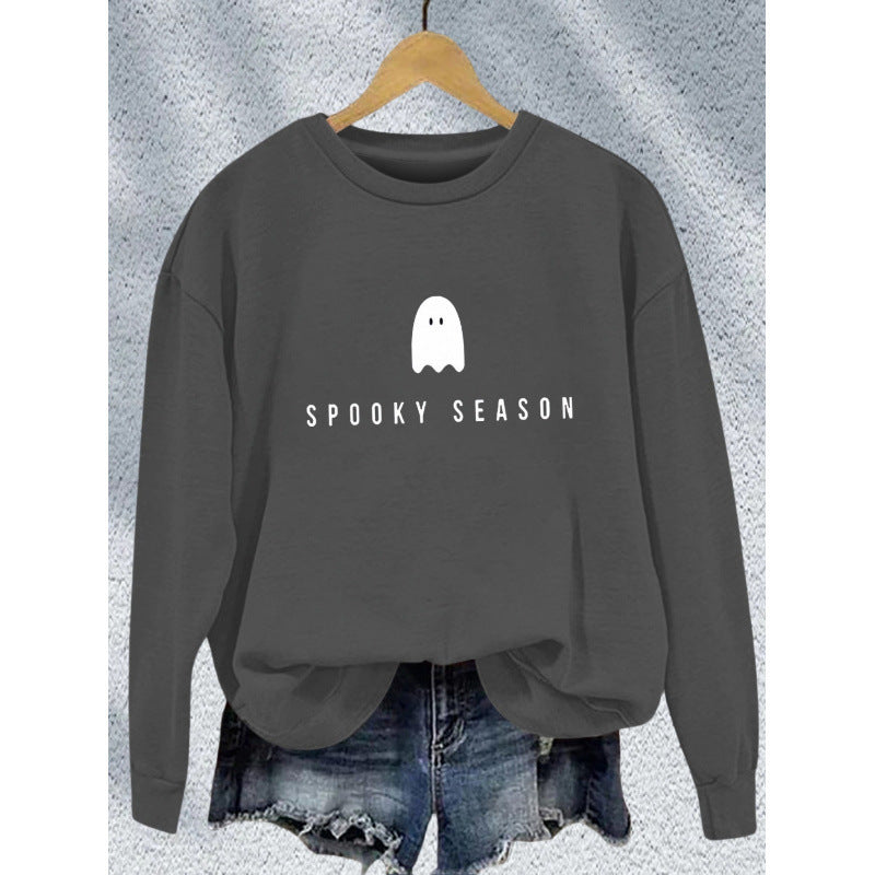 Damen Sweatshirt Weiches Innenfleece Gruselmotiv