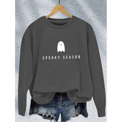 Damen Sweatshirt Weiches Innenfleece Gruselmotiv