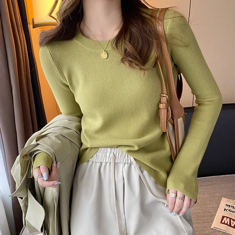 Damen Rippstrickpullover Enganliegend Rundhalsausschnitt Norvielle