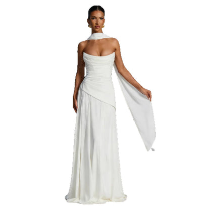 Damen Abendkleid Elegantes Wasserfall-Ausschnitt Voluminöser Rock