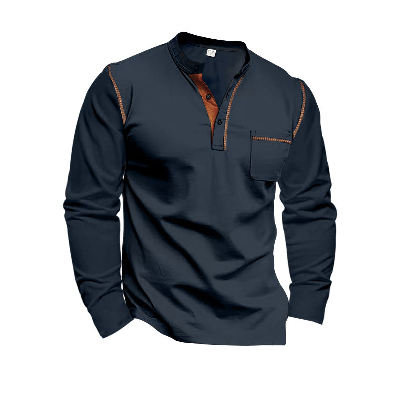 Herren Langarm-Shirt mit Kragen und Brusttasche Norvielle
