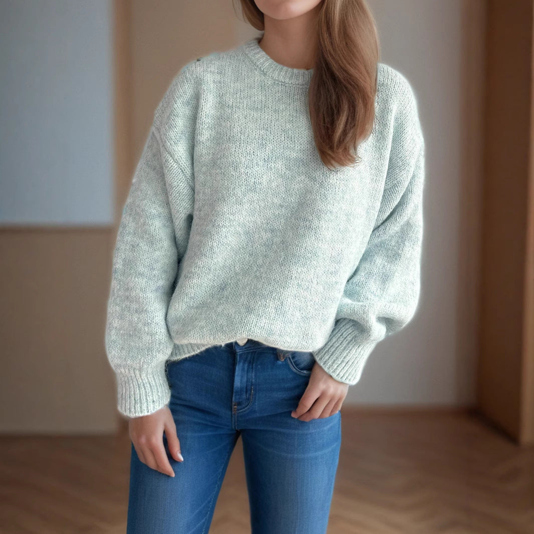 Damen Grobstrickpullover Moderner Schnitt Großzügige Ärmel Beige