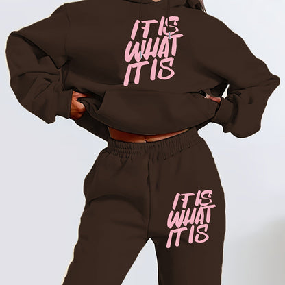 Damen Jogginganzug Statement-Print Lässiger Schnitt Norvielle