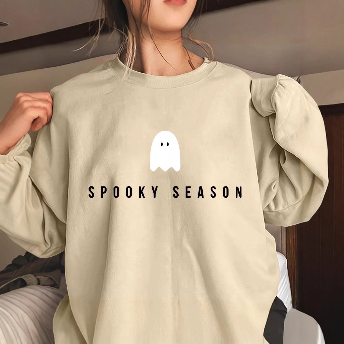 Damen Sweatshirt Lustiges Gespenster-Motiv Weite Passform Norvielle