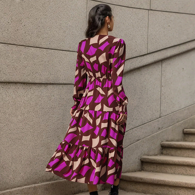 Damen Maxikleid Tailliertes Oberteil Mustermix
