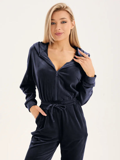 Damen Fleece-Jumpsuit Elastischer Bund Norvielle