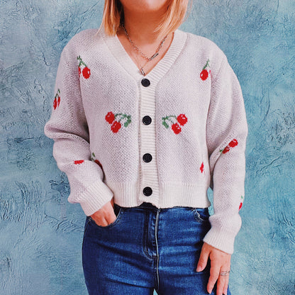 Damen Strickjacke Crop-Style Fruchtig Norvielle