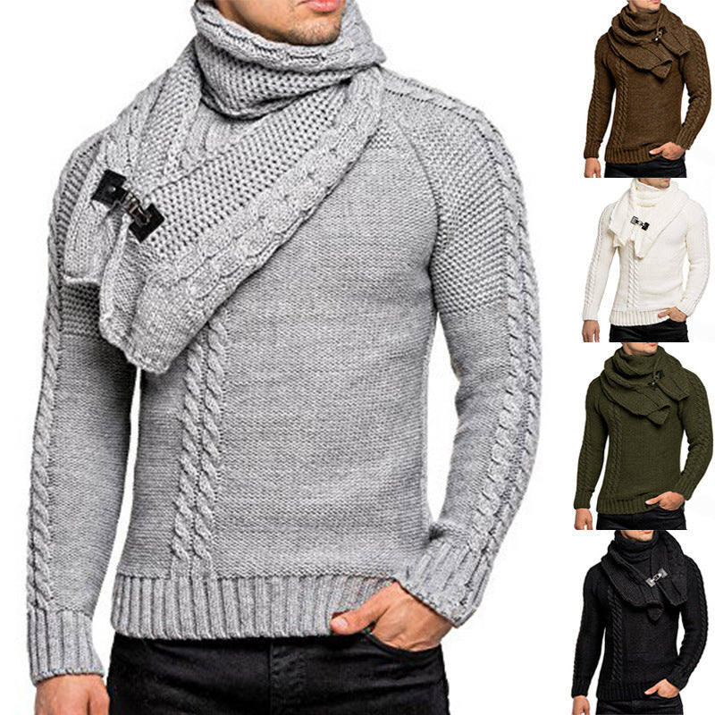 Herren Strickpullover Schal Warm Beige