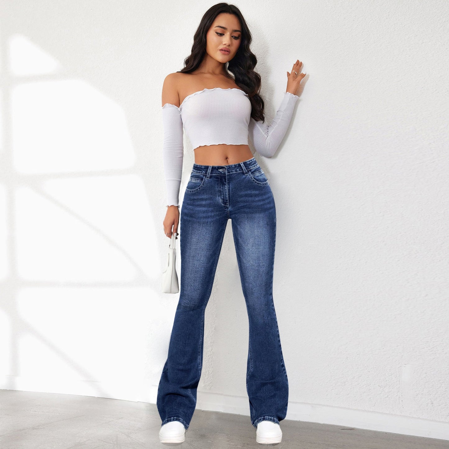 Damen Highwaist Flared Jeans Vintage-Style Norvielle