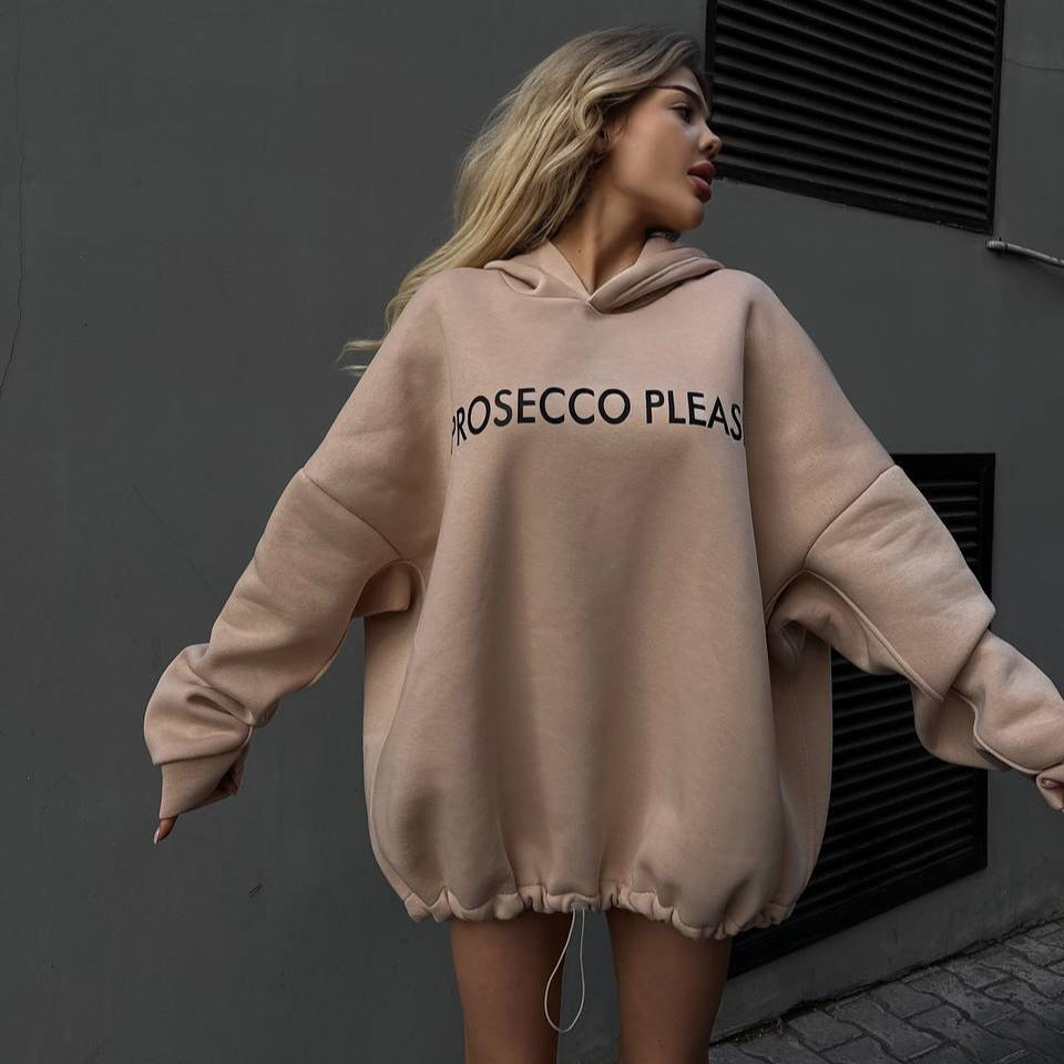 Damen Oversized Hoodie mit Kordelzug und Rippbündchen Norvielle