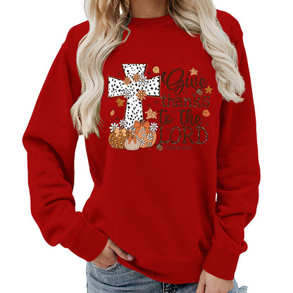 Damen Sweatshirt mit Kreuz-Aufdruck Herbstlich