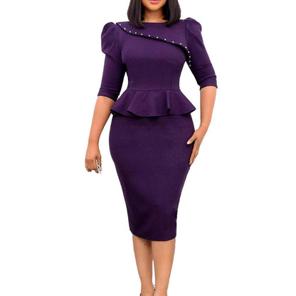 Damenkleid Figurbetont Peplumsaum Elegantes Design