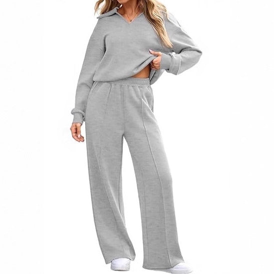 Damen Freizeit-Set V-Ausschnitt Weites Oberteil Norvielle - Norvielle