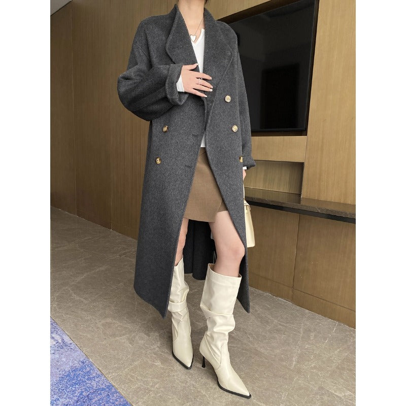 Damen Wickelmantel Wollmix Elegantes Design