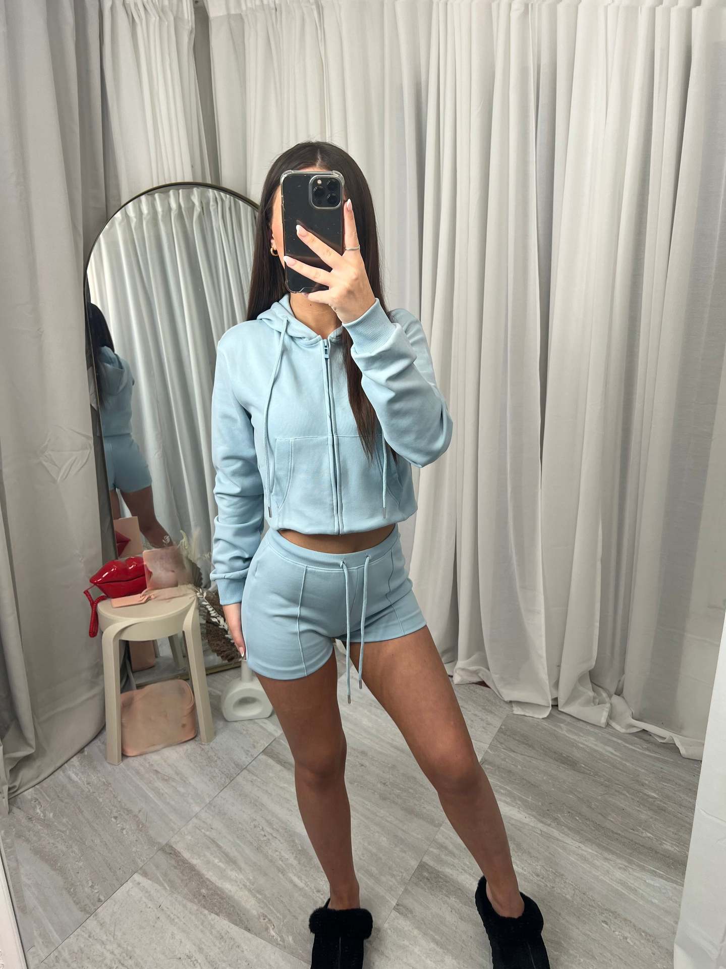 Damen Sportliches Kurzset mit Kapuze