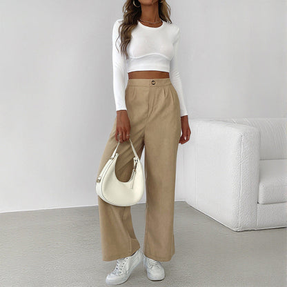 Damen Langarmshirt Cropped und Culotte-Hose Weite Bein Norvielle