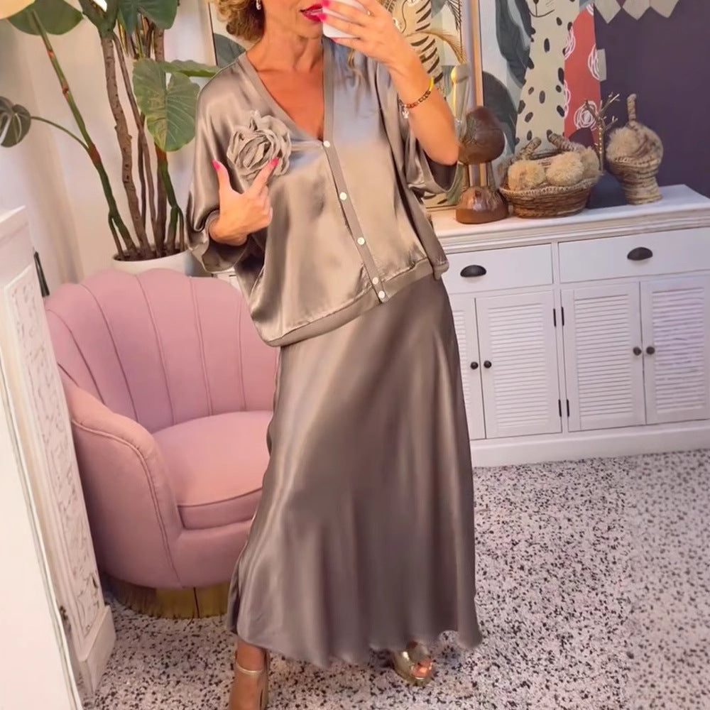 Damen Seidenmaxikleid Elegant Norvielle - Norvielle
