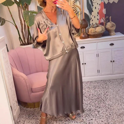 Damen Seidenmaxikleid Elegant Norvielle - Norvielle