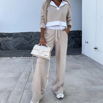 Damen Sport-Loungewear-Set Bequem Mit Stylischem Kragen