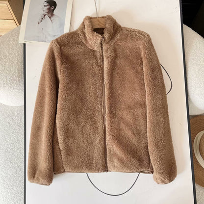 Damen Fleecejacke Flauschig Hochkragen Reißverschluss Norvielle