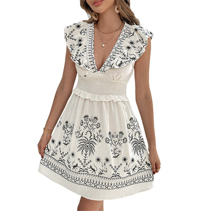 Damen Sommerkleid Blumenstickerei Norvielle