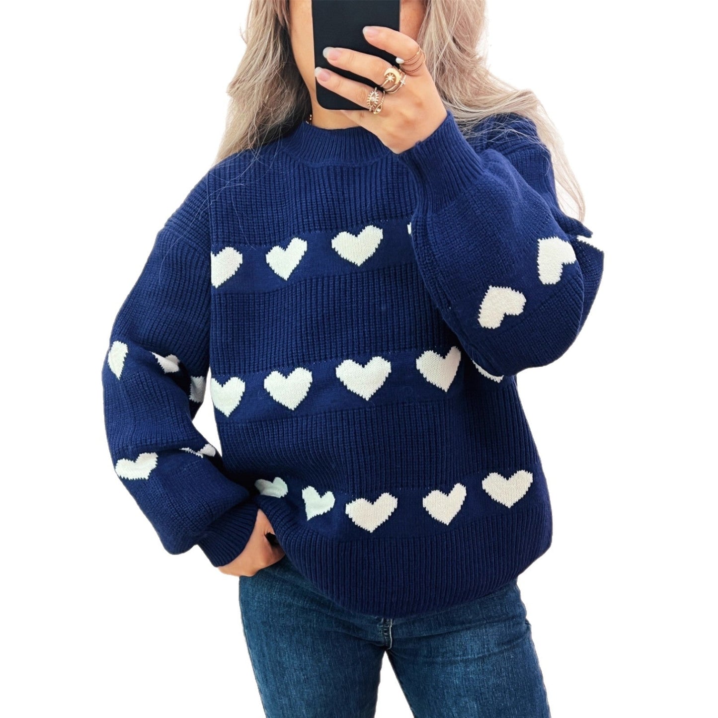 Damen Pullover Herzmuster Norvielle