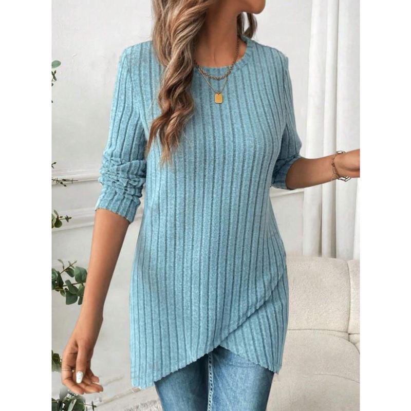 Damen Tunika-Shirt Langärmlig Wickeldesign Norvielle - Norvielle