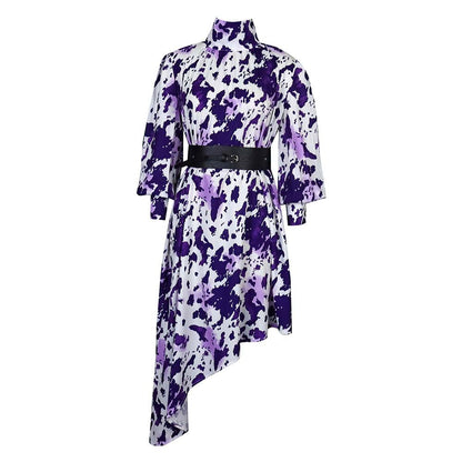 Damen Asymmetrisches Kleid Rüschendetails Taillengürtel Norvielle