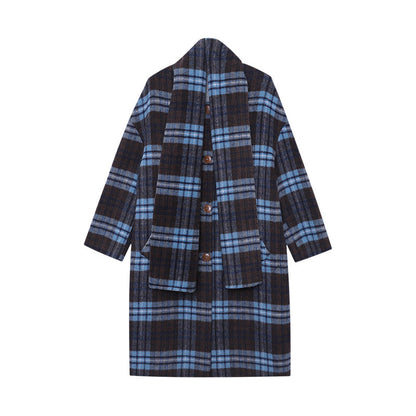 Damen Karierte Wolljacke Durchgehender Knopfverschluss Norvielle