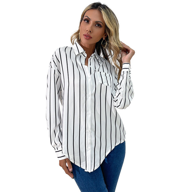 Damen Bluse Streifen Elegante Passform