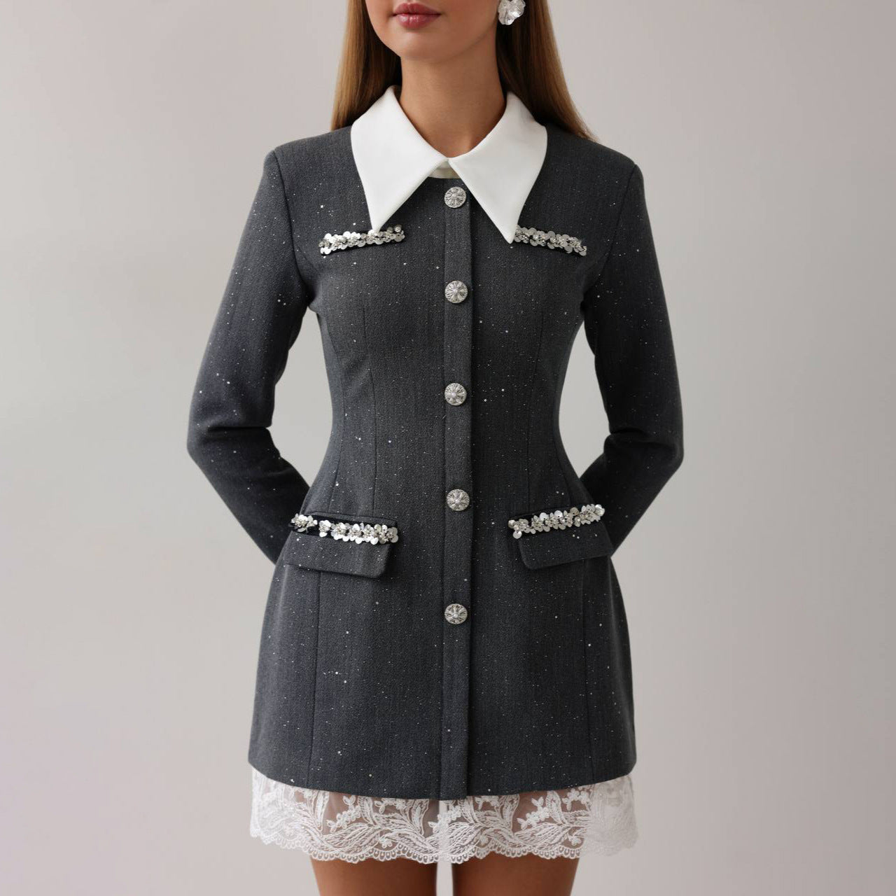 Damen Blazer-Kleid Figurbetont Norvielle Schwarz - Norvielle
