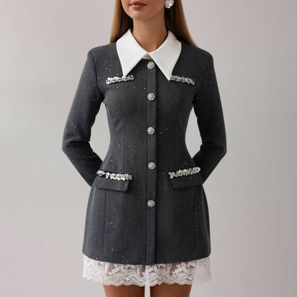 Damen Blazer-Kleid Figurbetont Norvielle Schwarz - Norvielle