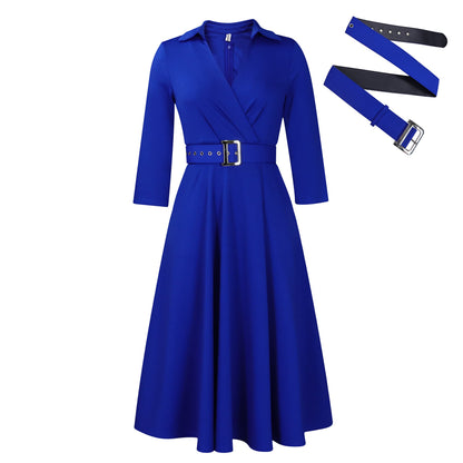 Damen Wickelkleid Tailliert Abnehmbarer Gürtel Norvielle