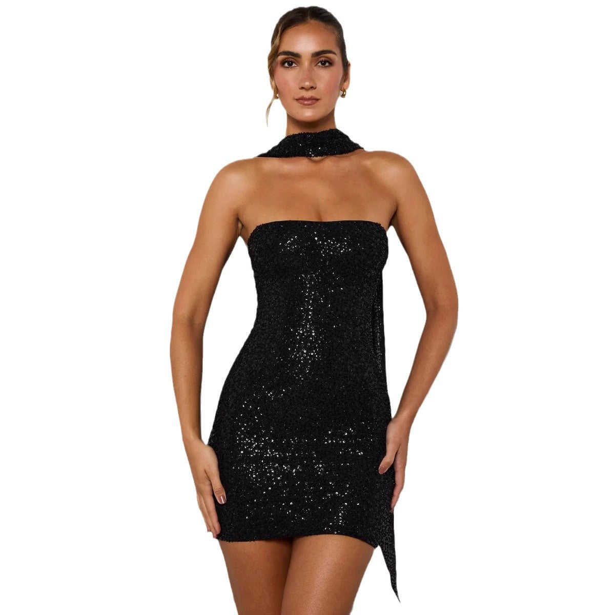 Damen Minikleid Pailletten schimmernd