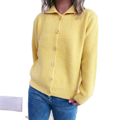 Damen Strickjacke Kragen Knopfverschluss Norvielle