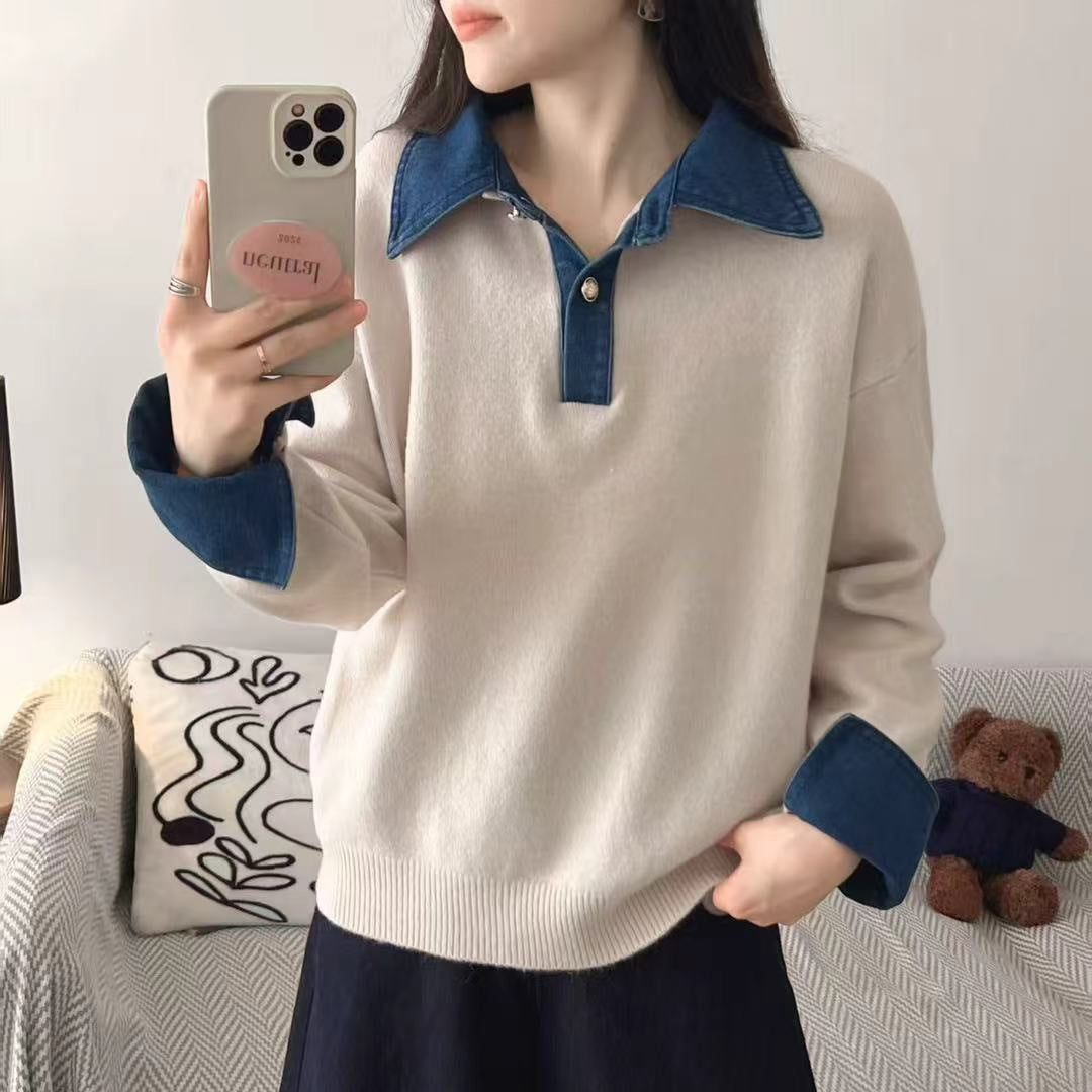 Damen Pullover Weiches Material Mit Hemdkragen Norvielle - Norvielle