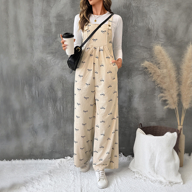 Damen Latzhose Floralmuster Baumwolle Bequem